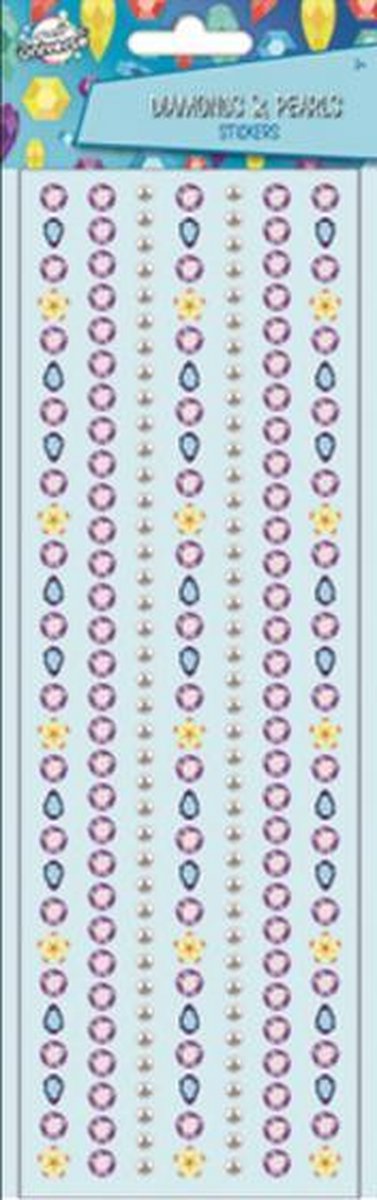 stickers Diamonds & Pearls meisjes 27 x 9,5 cm blauw