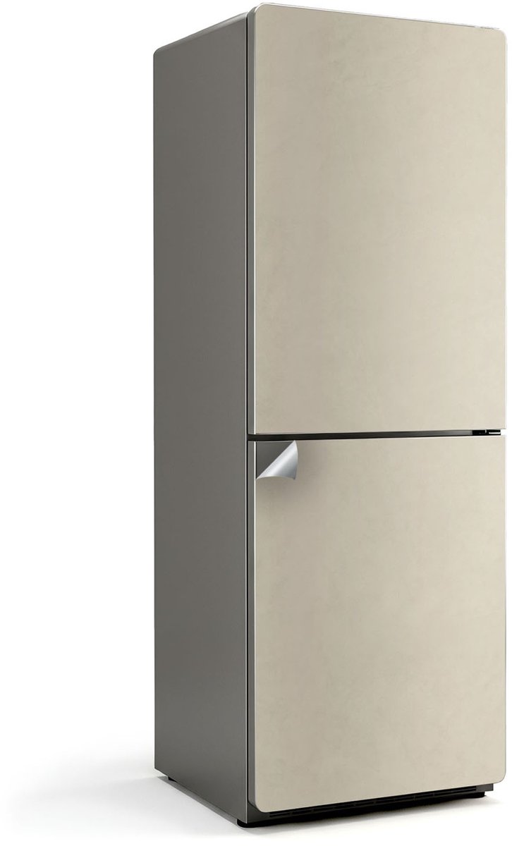 Wallfluent Koelkaststickers - Beige Koelkast Folie - 70 cm x 190 cm - Beige Koelkaststickers - Koelkast Wrap - Koelkast Versiering - Waterdichte Koelkast Sticker - Koelkast Design