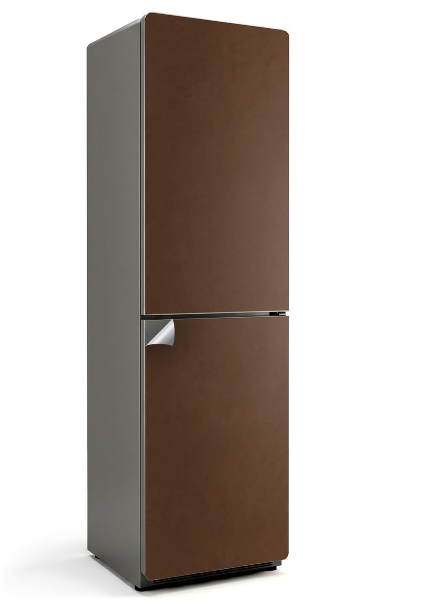 Wallfluent Koelkaststickers - Bruin Koelkast Folie - 60 cm x 205 cm - Bruin Koelkaststickers - Grote Koelkast Sticker - Stijlvolle Koelkast Stickers - Decoratieve Koelkaststicker - Koelkast Opknappen Sticker
