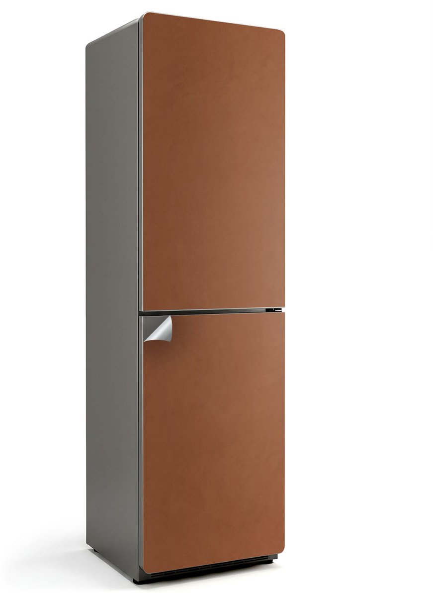 Wallfluent Koelkaststickers - Bruin Koelkast Folie - 60 cm x 205 cm - Bruin Koelkaststickers - Koelkast Decoratie Stickers - Koelkast Makeover - Grote Koelkast Sticker - Stijlvolle Koelkast Stickers