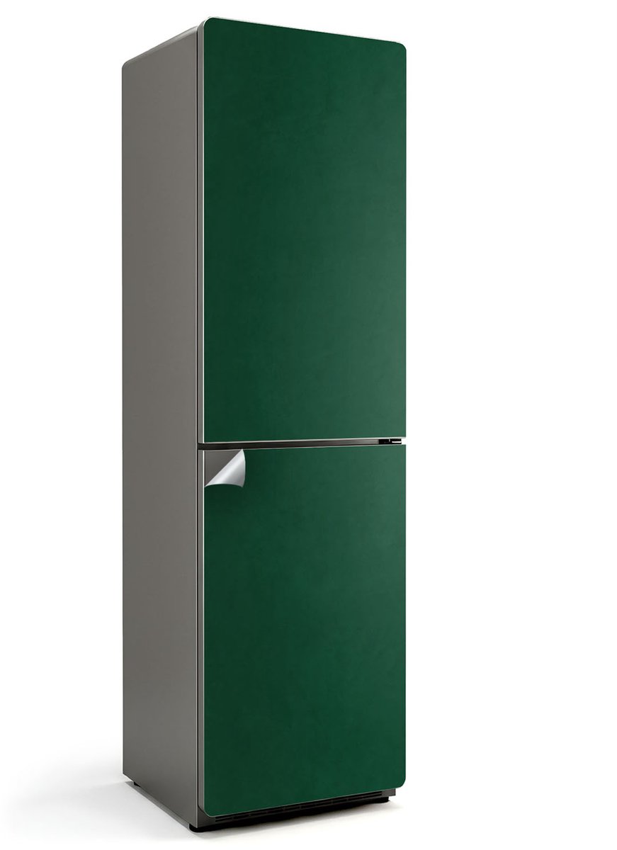 Wallfluent Koelkaststickers - Donkergroen Koelkast Folie - 60 cm x 205 cm - Donkergroen Koelkaststickers - Grote Koelkast Sticker - Koelkast Cover - Decoratieve Koelkaststicker - Koelkast Opknappen Sticker