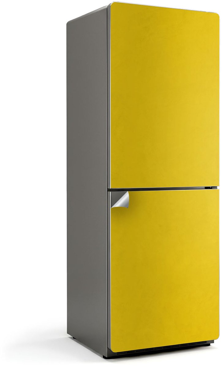 Wallfluent Koelkaststickers - Geel Koelkast Folie - 70 cm x 190 cm - Geel Koelkaststickers - Koelkast Decoratie Stickers - Koelkast Makeover - Grote Koelkast Sticker - Stijlvolle Koelkast Stickers