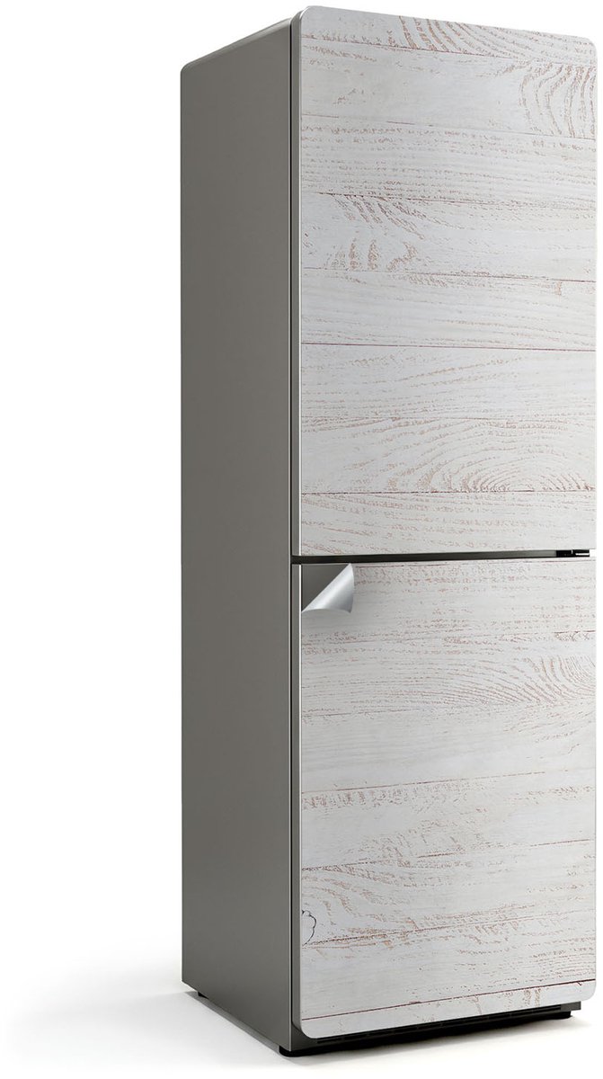 Wallfluent Koelkaststickers - Houten plankpatroon Koelkast Folie - 60 cm x 180 cm - Wit Koelkaststickers - Waterdichte Koelkast Sticker - Koelkast Design - Koelkast Decoratie Stickers - Koelkast Cover
