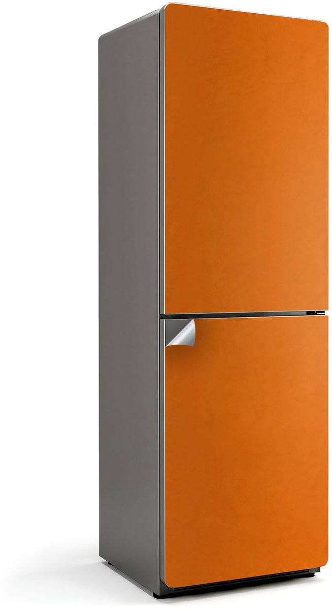 Wallfluent Koelkaststickers - Oranje Koelkast Folie - 60 cm x 190 cm - Oranje Koelkaststickers - Waterdichte Koelkast Sticker - Koelkast Cover - Koelkast Decoratie Stickers - Koelkast Cover