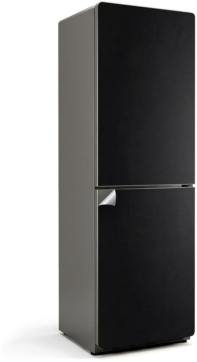 Wallfluent Koelkaststickers - Zwart Koelkast Folie - 60 cm x 190 cm - Zwart Koelkaststickers - Decoratieve Koelkaststicker - Koelkast Makeover - Zelfklevende Koelkaststicker - Koelkast Versiering