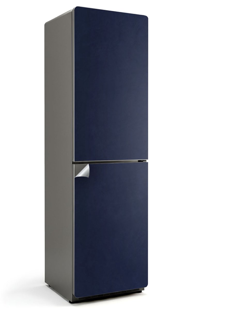 Wallfluent Koelkaststickers - donker marineblauw Koelkast Folie - 60 cm x 205 cm - Donker Marineblauw Koelkaststickers - Koelkast Decoratie Stickers - Koelkast Design - Grote Koelkast Sticker - Stijlvolle Koelkast Stickers