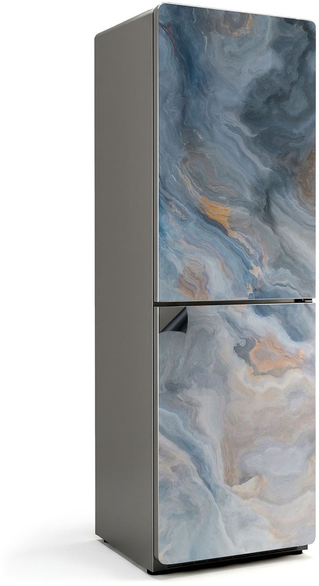 Wallfluent Magnetische Koelkastmat - Abstract organisch patroon Koelkast Magneet Sticker - 60 cm x 190 cm - Blauw Magnetische Koelkastmat - Koelkast Magneet Decoratie - Decoratieve Koelkast Cover Sticker Magneet - Keuken Decoratie Magneet