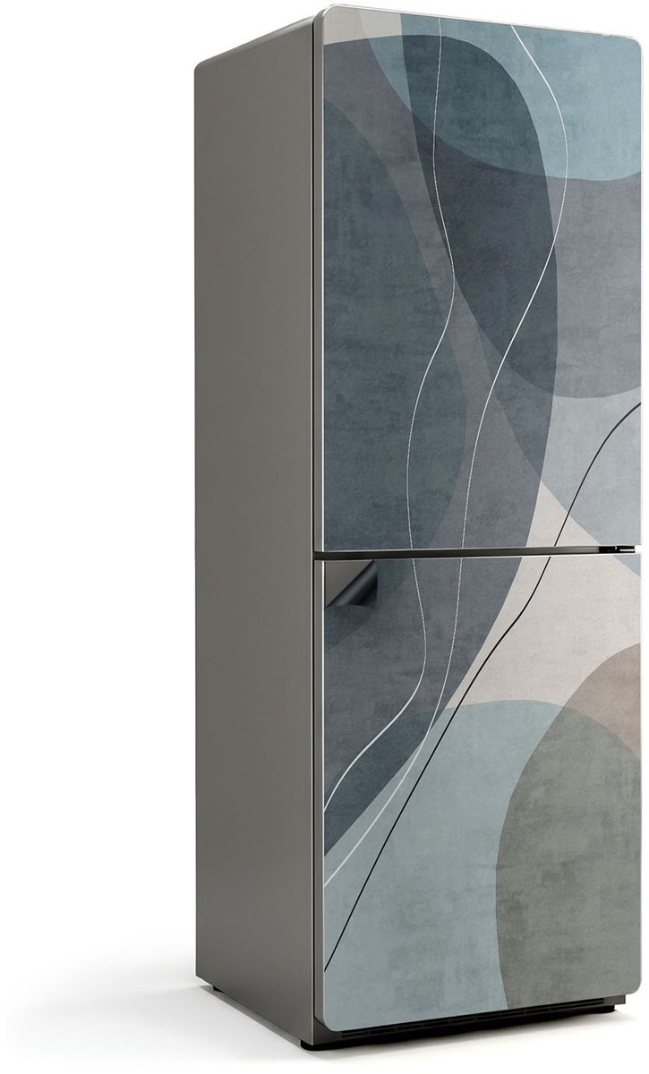 Wallfluent Magnetische Koelkastmat - Abstracte ronde vormen Koelkast Magneet Sticker - 70 cm x 190 cm - Blauw Magnetische Koelkastmat - Decoratieve Koelkastfolie - Decoratieve Magneetmat Voor Koelkast - Verwijderbare Koelkast Decoratie