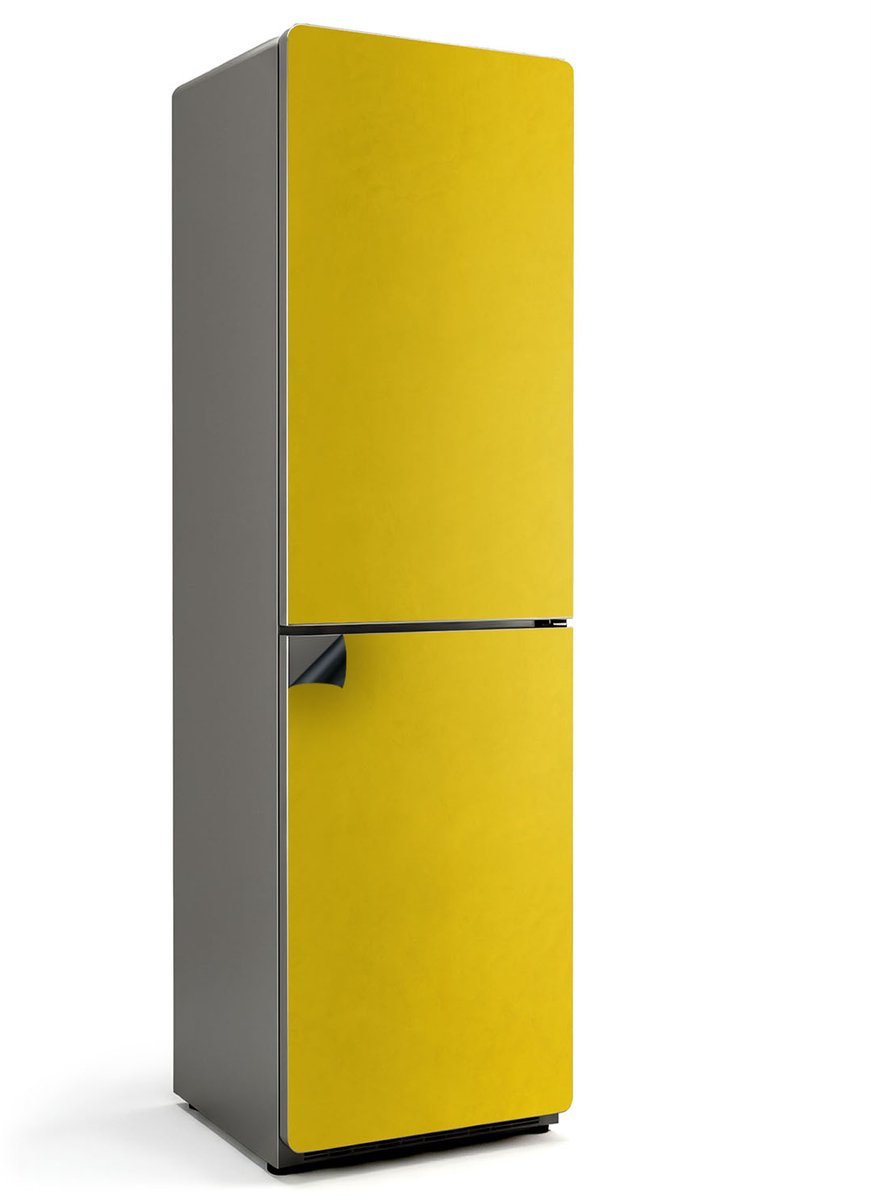 Wallfluent Magnetische Koelkastmat - Geel Koelkast Magneet Sticker - 60 cm x 205 cm - Geel Magnetische Koelkastmat - Koelkast Cover Magneet - Koelkastfront Decoratie Magneet - Stijlvolle Koelkastfolie