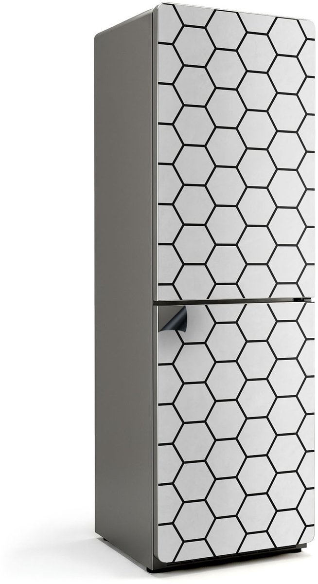 Wallfluent Magnetische Koelkastmat - Hexagonaal celpatroon Koelkast Magneet Sticker - 60 cm x 190 cm - Wit Magnetische Koelkastmat - Magneetfolie Koelkast - Magnetische Koelkastbescherming - Verwijderbare Koelkast Decoratie