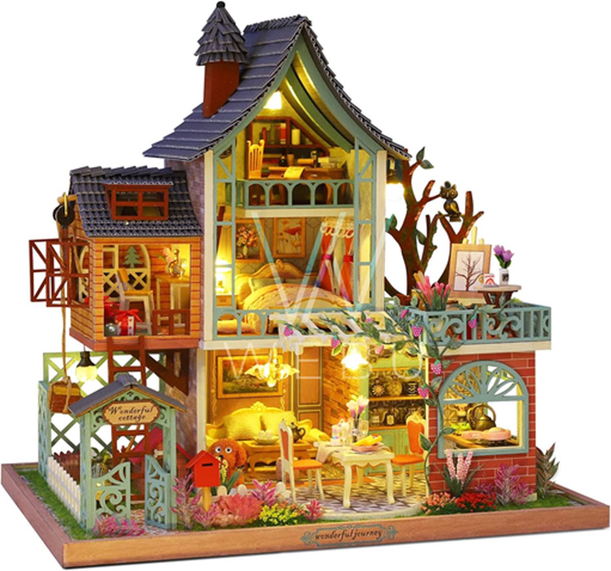 Premium Miniatuur XXL bouwpakket - Bouwpakket - Voor Volwassenen (14+) - Modelbouwpakket - DIY - Poppenhuis – incl. Led Licht en Muziek - Love Story