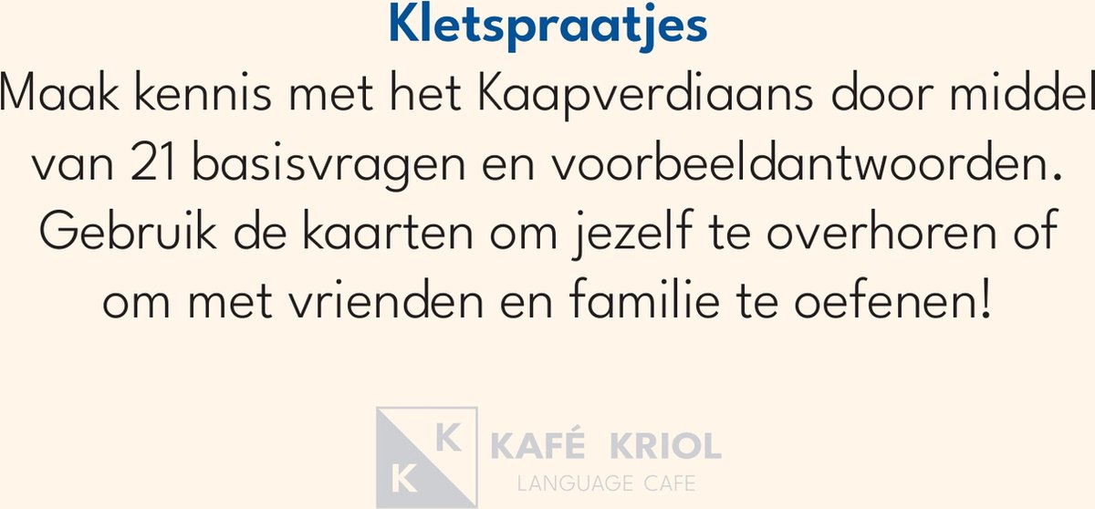 Klets Praatjes kaapverdiaans kaartenset 21 basis vraagen