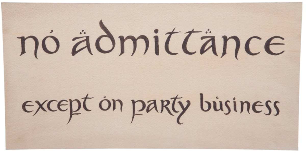 Weta Workshop The Hobbit - Poster - No Admittance Sign