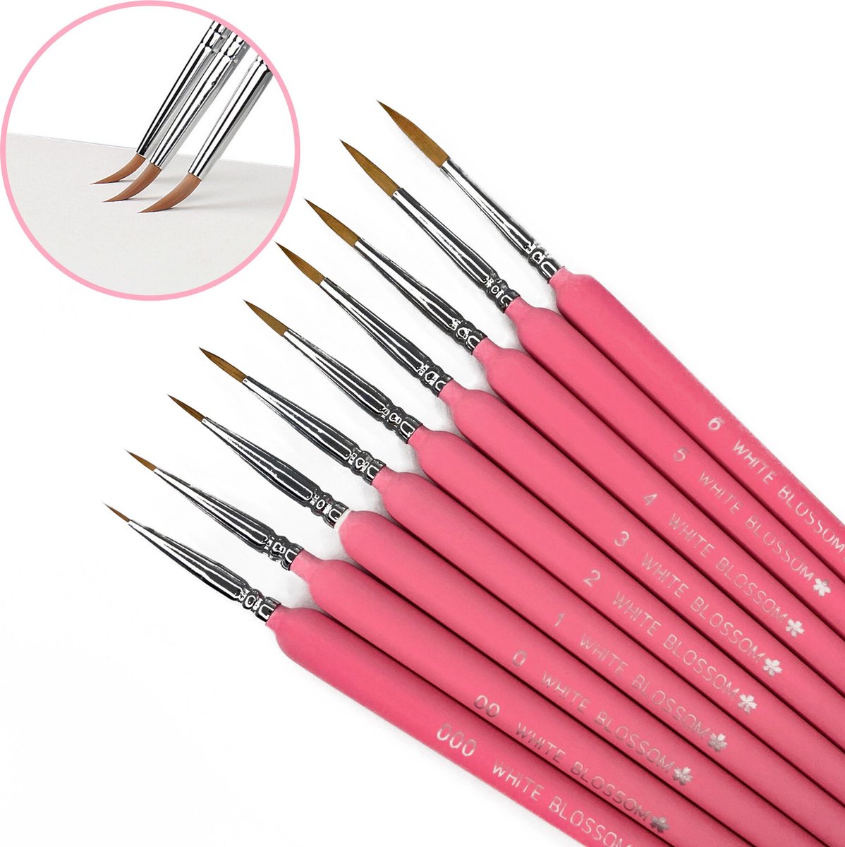   Penselen – Schilder Kwasten – Miniatuur – Schilderen – Aquarel – Watercolor – Set – 9 Kwasten – Dunne Kwast – Waterverf – Nail Art - Hobby - Roze