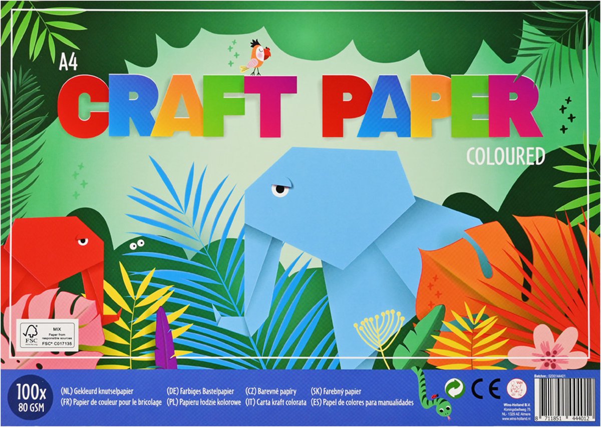 A4 Gekleurd kraftpapier (Jungle line)