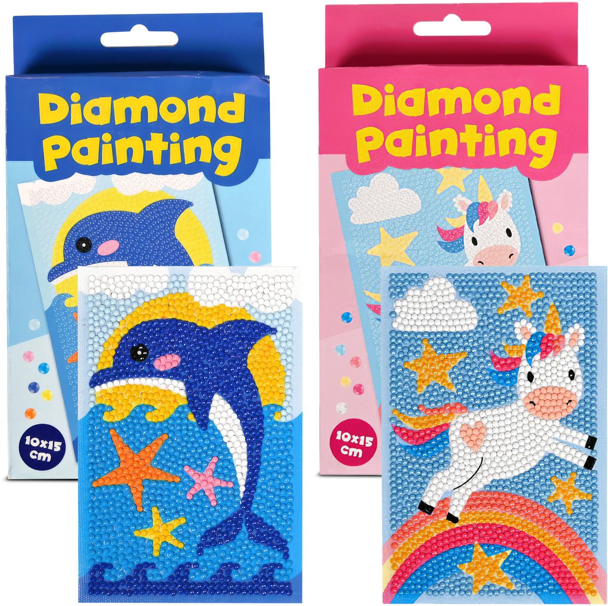Diamond Painting Unicorn & Oceaan - Diamond Painting Kinderen - Diamond Painting Pakket Volledig - Diamond Painting en Accessoires - Vanaf 3 Jaar