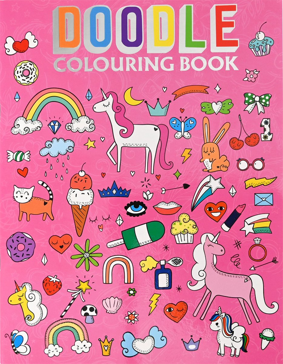 Doodle Kleurboek Unicorn - Kleurboek Eenhoorn - Kleurboek Meisjes - Kleurboek Peuter - Kleurboeken voor Kinderen - Tekenboek - 32 Paginas - 28 x21,5 cm - Vanaf 3 Jaar