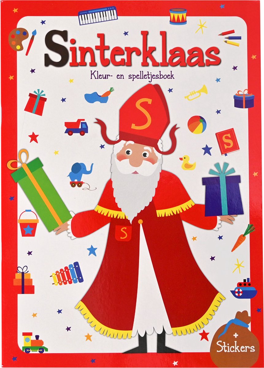 Kleur- en Activiteiten boek Sinterklaas - Doeboek voor Kinderen - Knutselboek - Tekenboek voor Kinderen - Tekenen Kinderen - Kleurplaten - Tekenblok voor Kinderen - 32 Paginas - 29,7 x 21 cm - Vanaf 3 jaar - Multi Kleuren