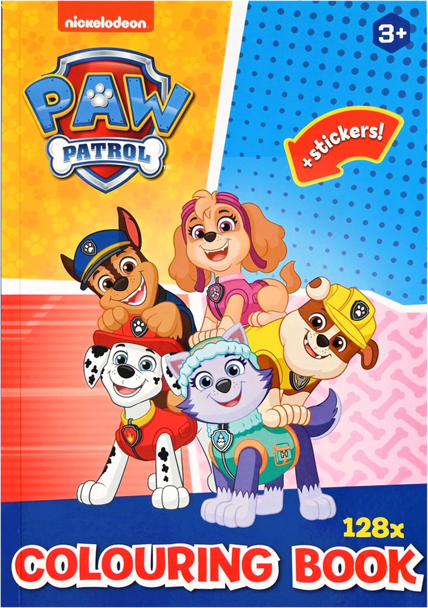 Paw Patrol Kleurboek + Stickers Rood - Kleurboeken voor Kinderen - Tekenboek voor Kinderen - Stickerboek - 128 Paginas - 21 x 29,7 cm - Vanaf 5 Jaar - Multi Kleuren