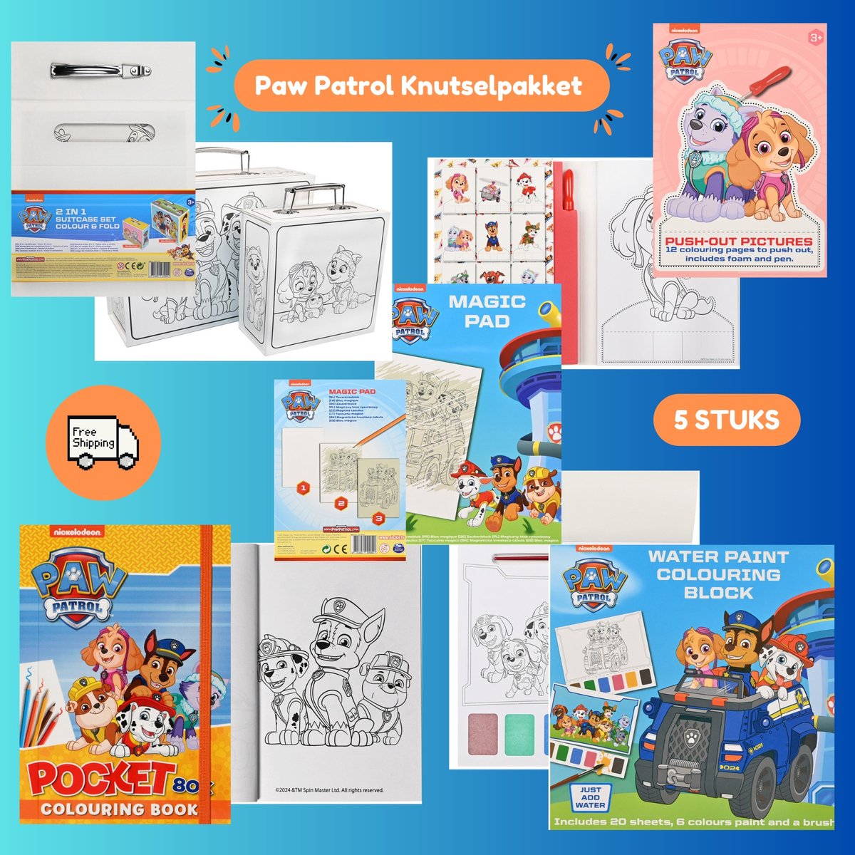 Paw Patrol Knutselpakket - Knutselen voor Kinderen - Knutselen Meisjes - Knutselen Jongens - Knutselkoffer en Knutseldoos - Paw Patrol Versiering - Perfect voor Uren Knutsel en Kleurplezier!