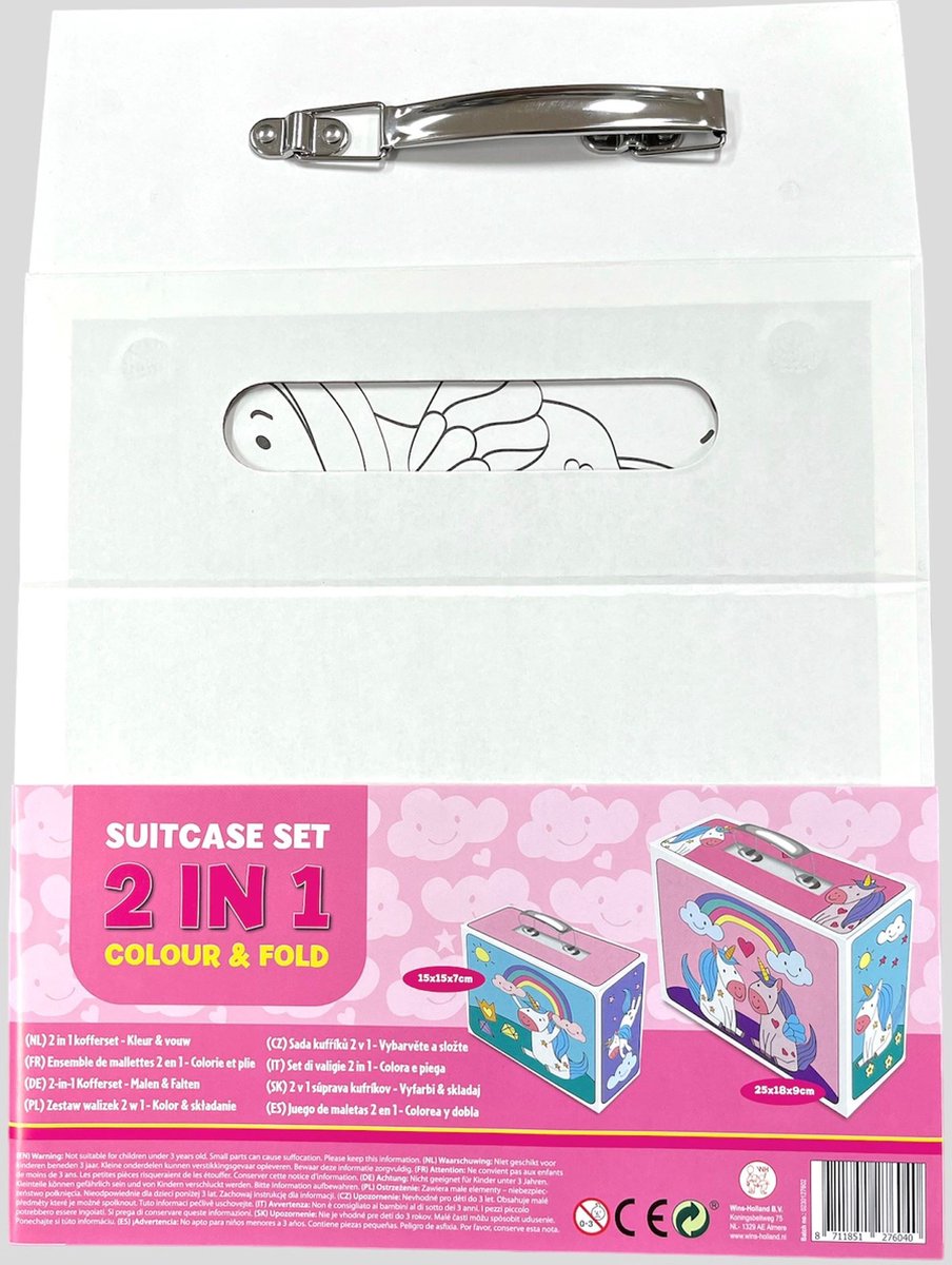 Tekenkoffer 2 in 1 - Unicorn thema - Kleurkoffer voor Kinderen - Tekendoos - Kleurdoos - Knutseldoos om in te kleuren - Tekenkoffer Kinderen - Teken Koffer - Inclusief 2 Koffers - 1 Grote Koffer (25x19) en 1 Kleine Koffer (15x15) - Vanaf 3 Jaar
