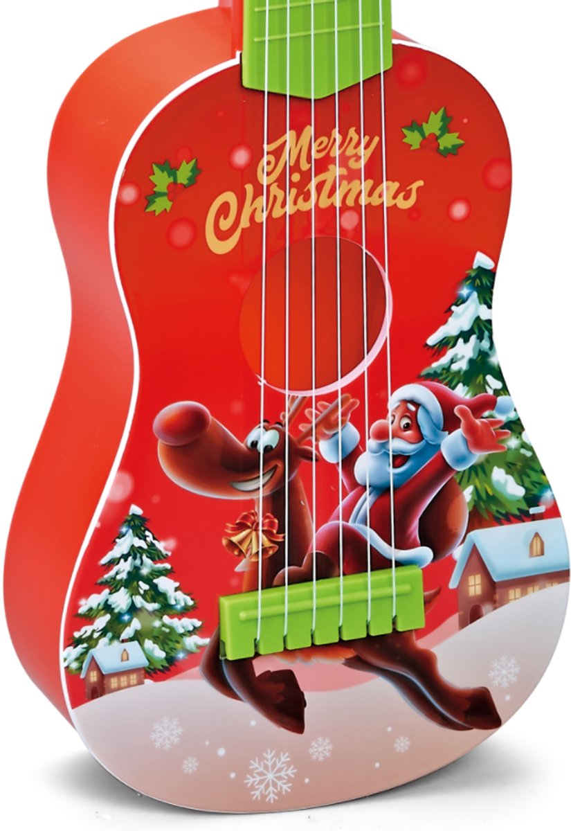 WK Kids -21 inch Gitaar met kerstthema -Kinderen hebben het plezier om te spelen -Kerstcadeau -55*17.5*6cm - 6 snaren Gitaar - Kinder Gitaar-Kinder Muziekinstrument