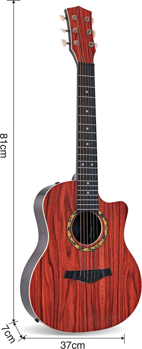 WK Kids -32 inch Gitaar met een extra set gitaarsnaren & Tuner -81*34*9cm-Kinderen hebben het plezier om te spelen - Kinder Gitaar-Kinder Muziekinstrument-Donkerbruin