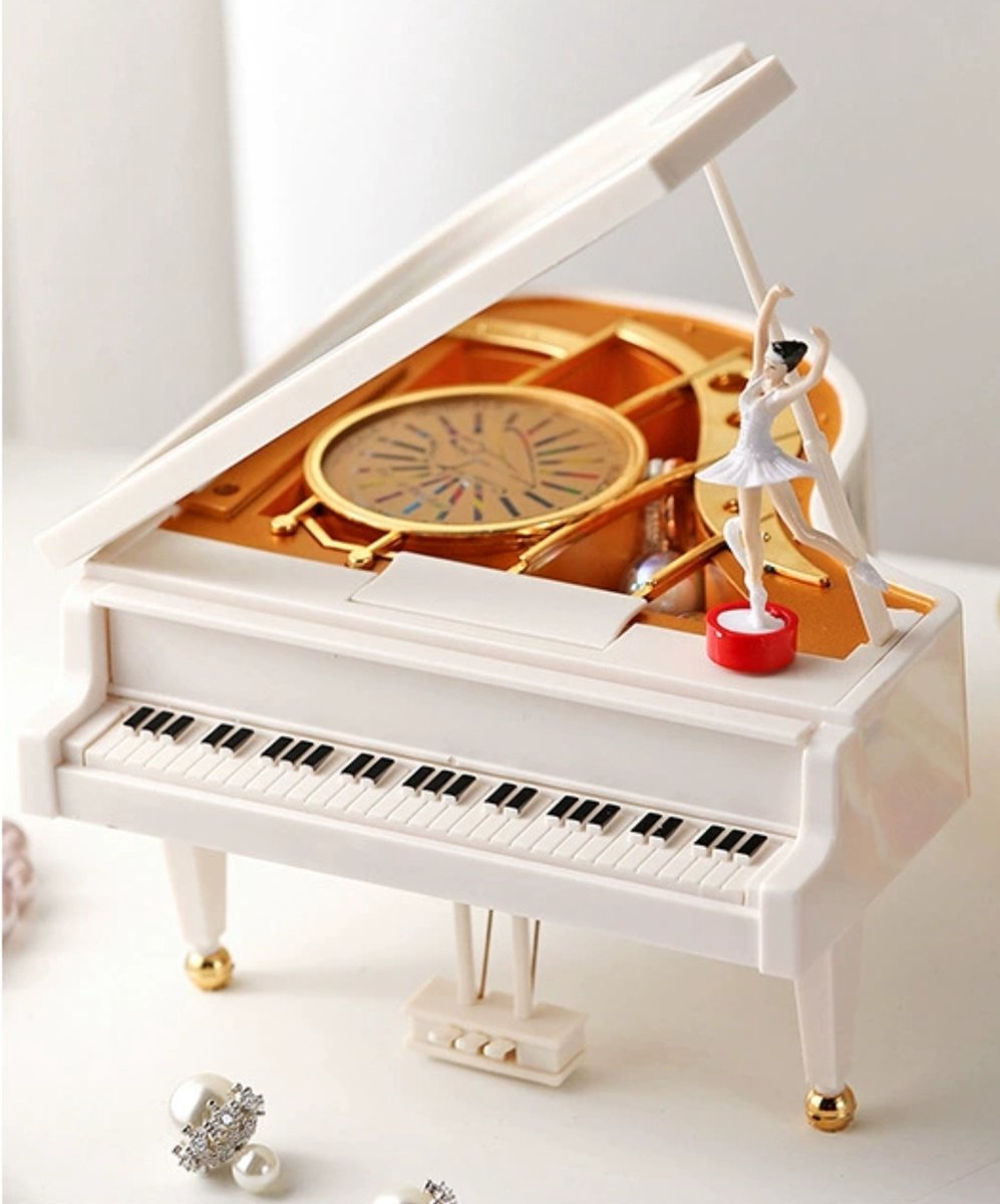 WK Klaviermuziekdoos - Met ballerina - klassieke muziek -145*128*180mm -Wit-muziekdoosje