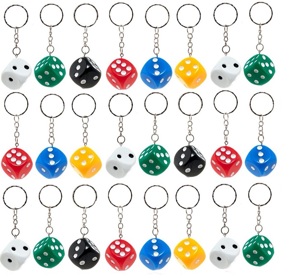 Dobbelsteen Sleutelhanger 24 stuks