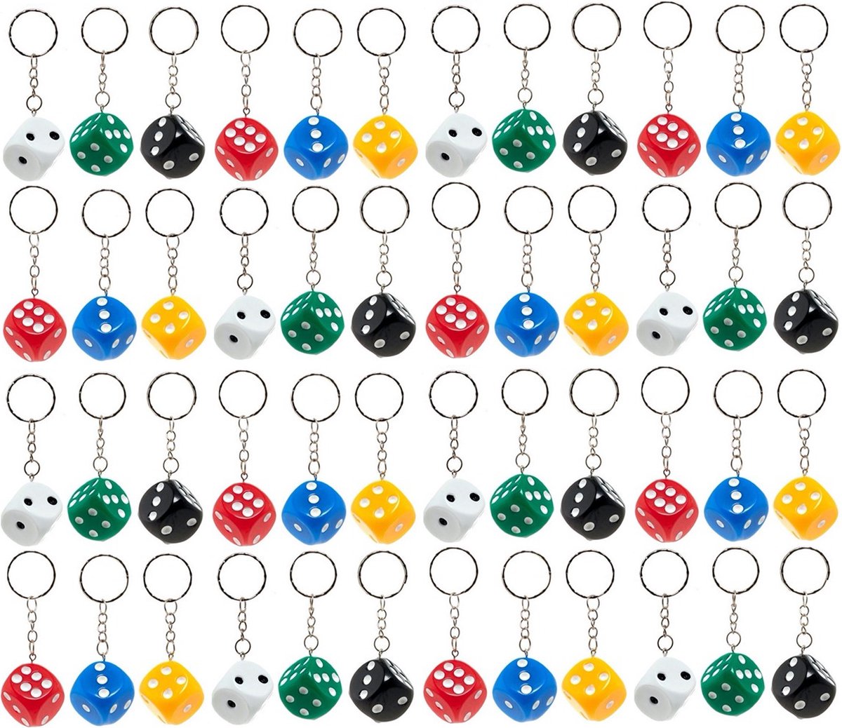 Dobbelsteen Sleutelhanger 48 stuks