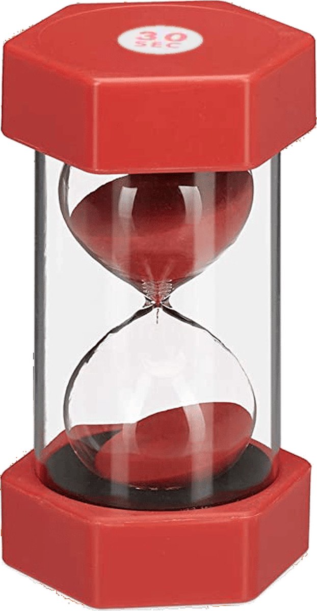 Zandloper - Zandlopers - Zandloper met tijd - Bewegende zandloper - Premium zandloper - Zandloper XL - Grote timer - Grote zandloper - 30 Seconde - Rood