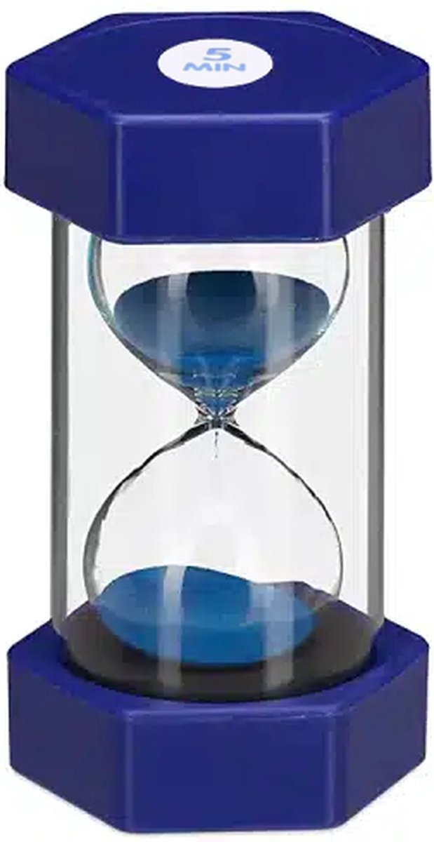 Zandloper - Zandlopers - Zandloper met tijd - Bewegende zandloper - Premium zandloper - Zandloper XL - Grote timer - Grote zandloper - 5 minuten - Blauw
