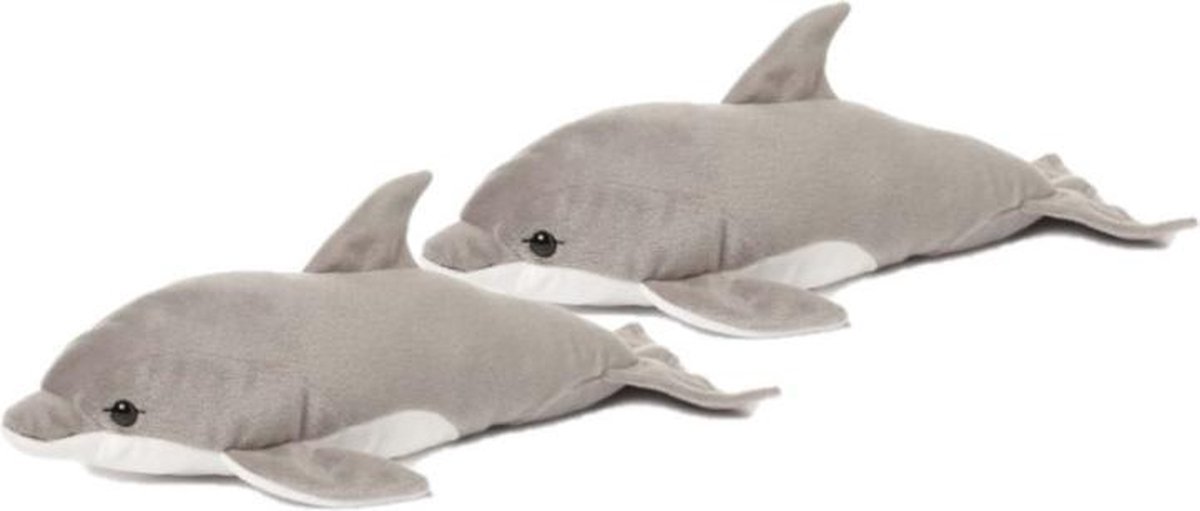 2x stuks wNF pluche dolfijn knuffel grijs 40 cm - Dolfijnen speelgoed familie knuffels