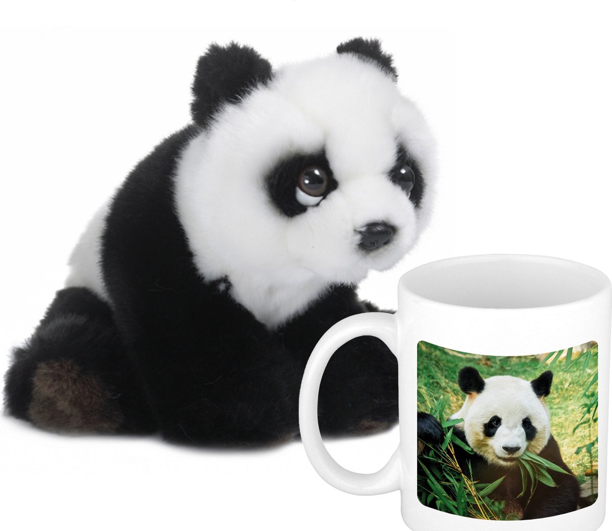 Panda Cadeauset kind - Panda knuffel 15 cm en foto Drinkbeker 300ml