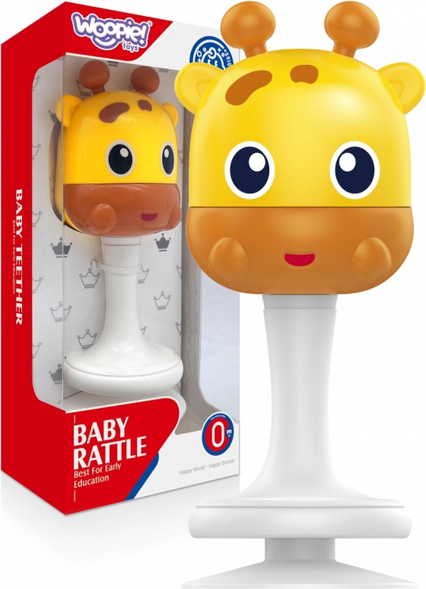 WOOPIE - Bijtring en Rammelaar met zuignap - Giraffe - Vanaf 0 maanden