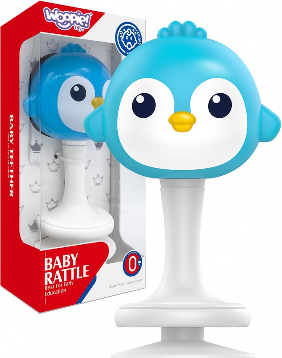 WOOPIE - Bijtring en Rammelaar met zuignap - Vogel - Vanaf 0 maanden