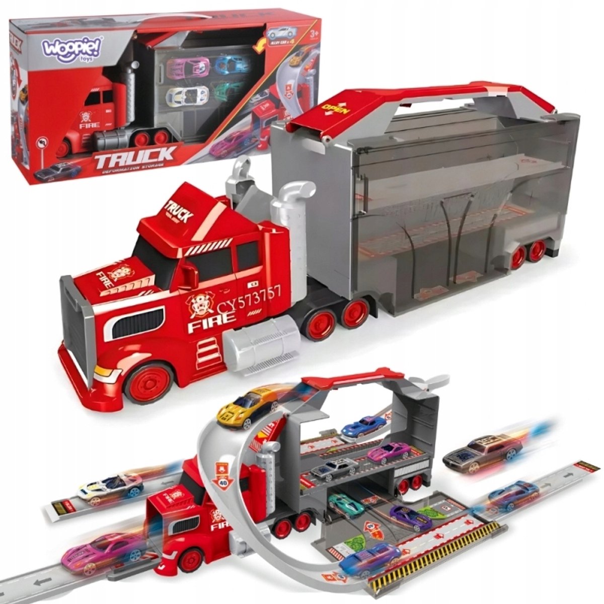 Woopie Vrachtwagen Speelgoed: Glijbaan, Garage & Racebaan met Autos