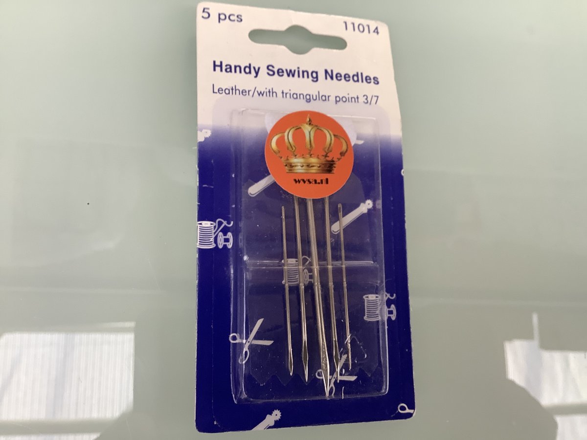 WVSA.nl. Leder naald set5 verschillende maten leder naalden 3/7. art. 11014