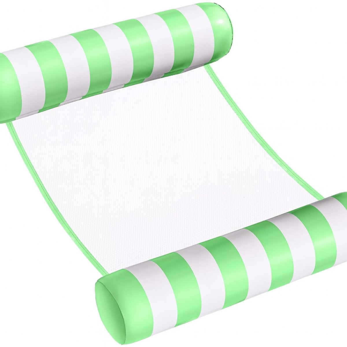 WVspecials Waterhangmat - Luchtbed Zwembad - Luchtmatras opblaasbaar - Groen/wit gestreept - Zwembad/Strand - Waterspeelgoed - Vakantie