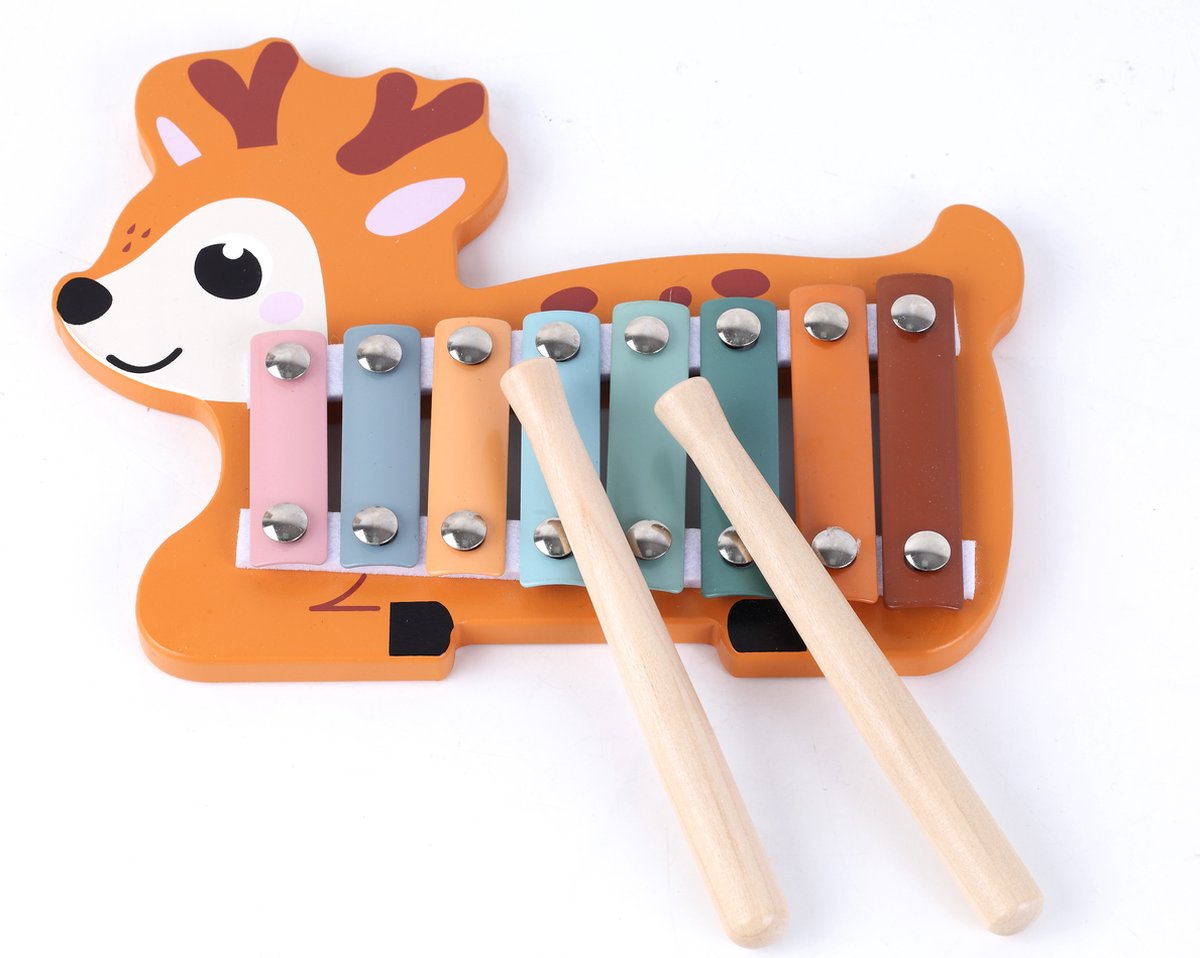 Xylofoon Hert Metallofoon Deer Hert 8 toons met 2 Drumsticks