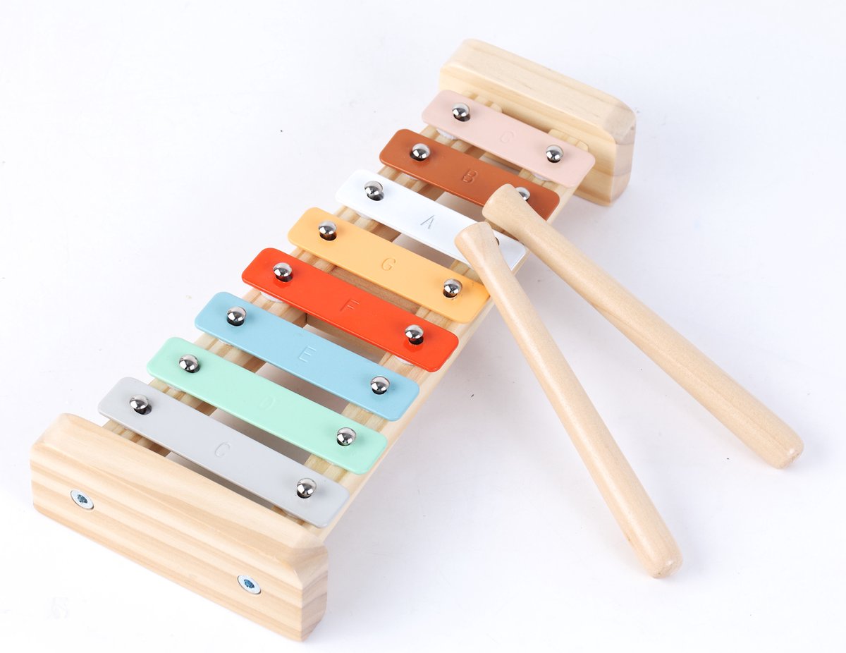 Xylofoon Metallofoon 8 toons natural lichte kleuren