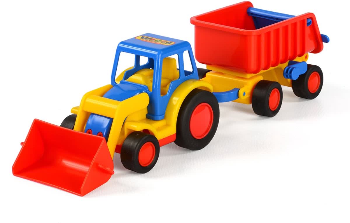 Wader Basics Tractor met Shovel en Trailer