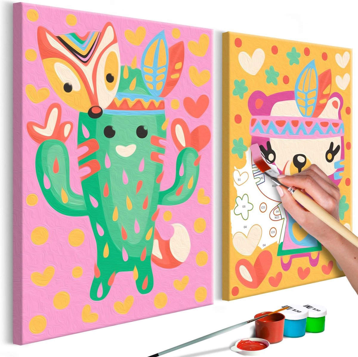 Doe-het-zelf op canvas schilderen - Cactus & Bear