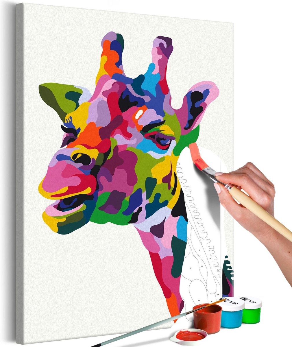 Doe-het-zelf op canvas schilderen - Colourful Giraffe