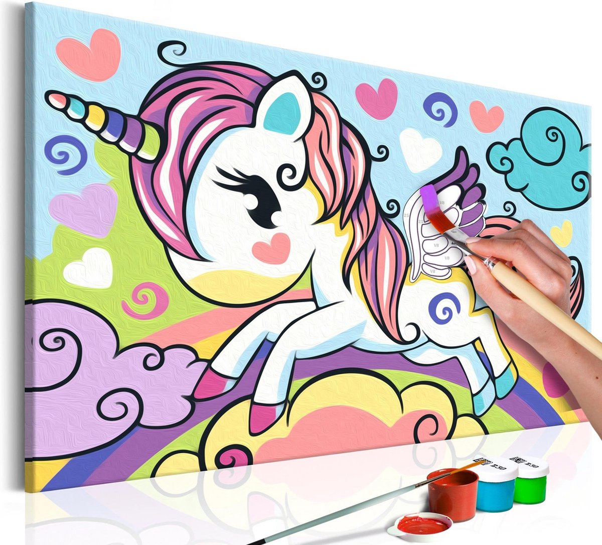 Doe-het-zelf op canvas schilderen - Colourful Unicorn