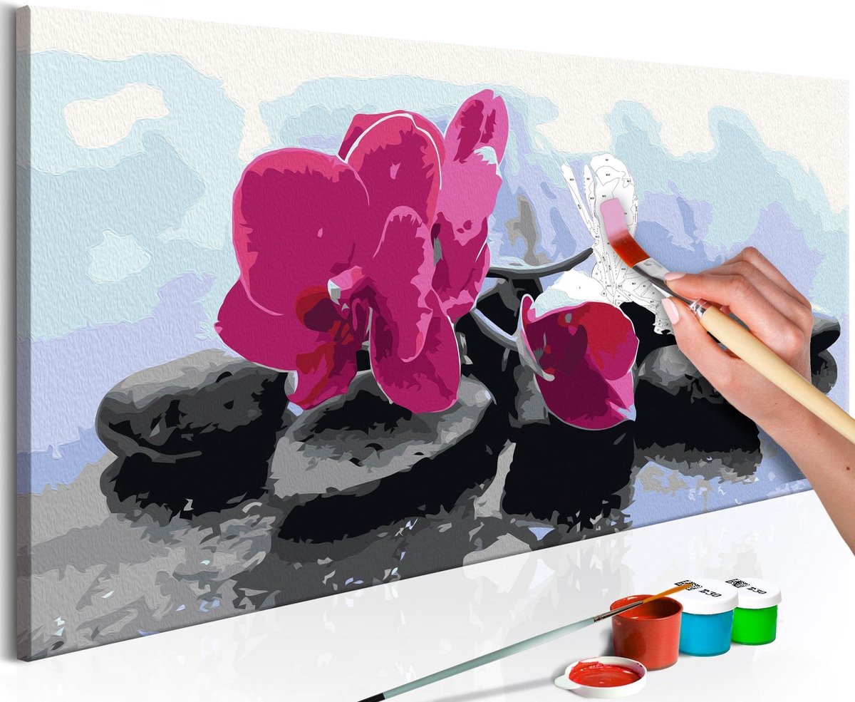 Doe-het-zelf op canvas schilderen - Orchid With Zen Stones