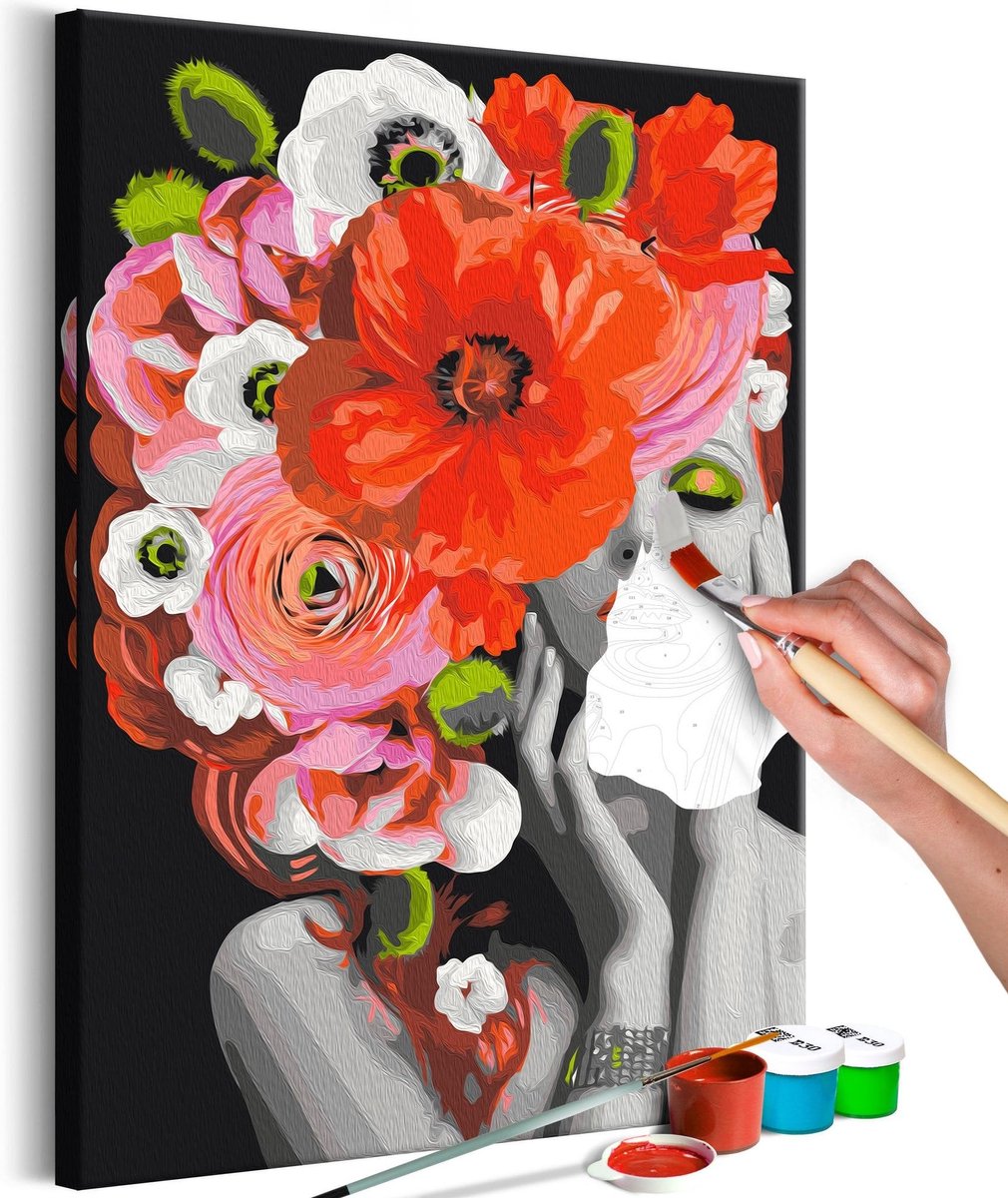 Doe-het-zelf op canvas schilderen - Redhead Lady