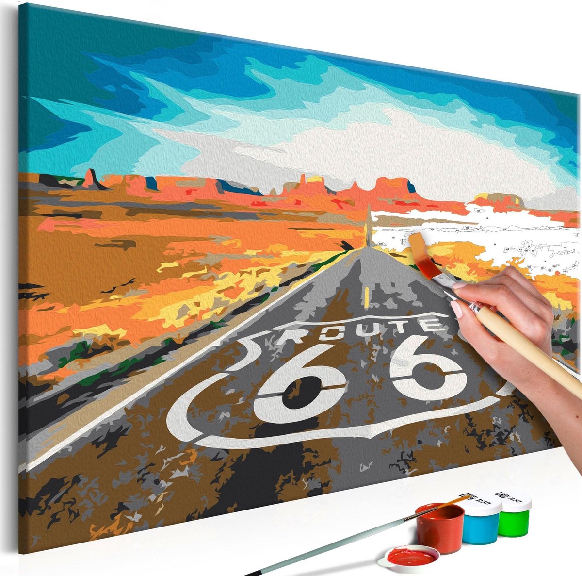 Doe-het-zelf op canvas schilderen - Route 66