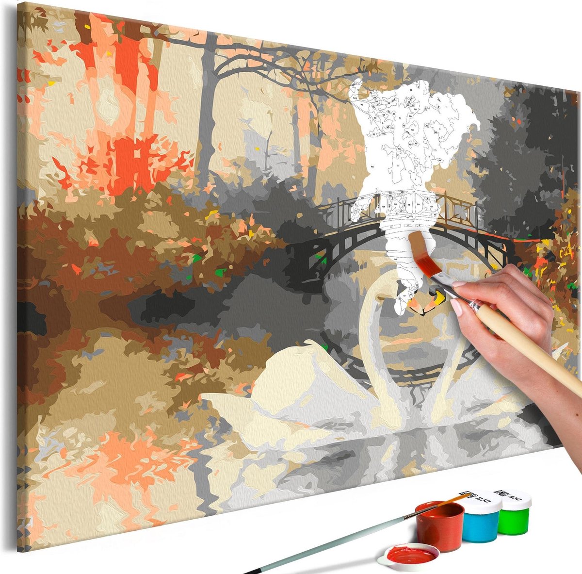 Doe-het-zelf op canvas schilderen - Swan Love