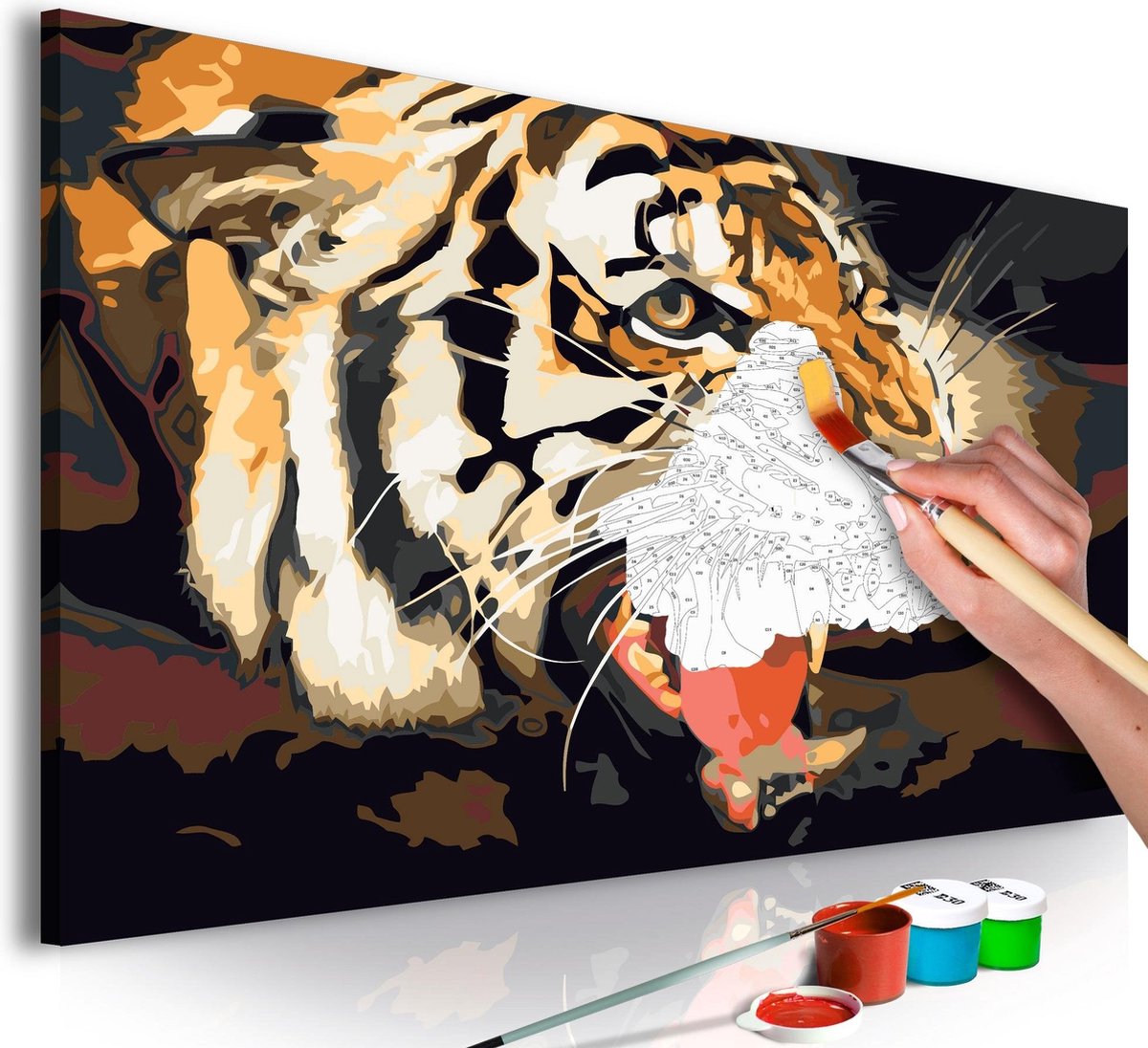 Doe-het-zelf op canvas schilderen - Tiger Roar